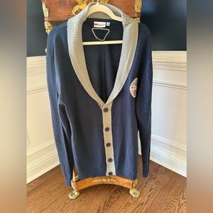 Retro NEBULUS Cardigan Button Mens Grandpa Style Blue Knit Sportswear XXXL